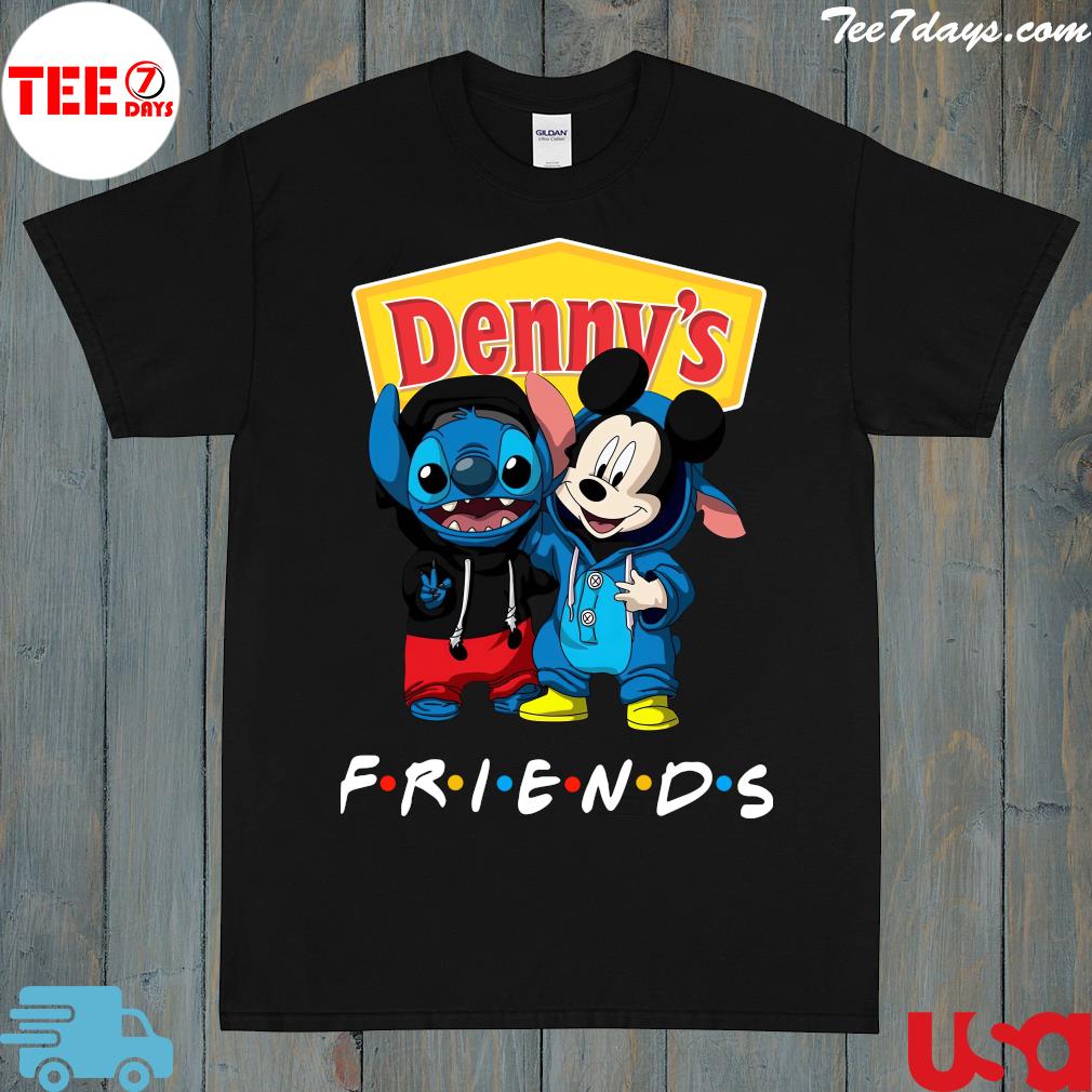 Baby Stitch And Mickey Mouse Dennys Friends logo Shirt