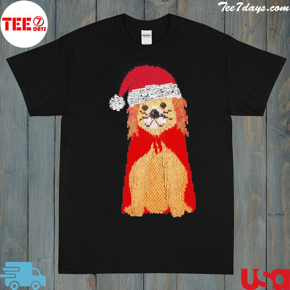 Cute Knitted Labrador Dog Santa Claus Costume Dog Christmas T-Shirt