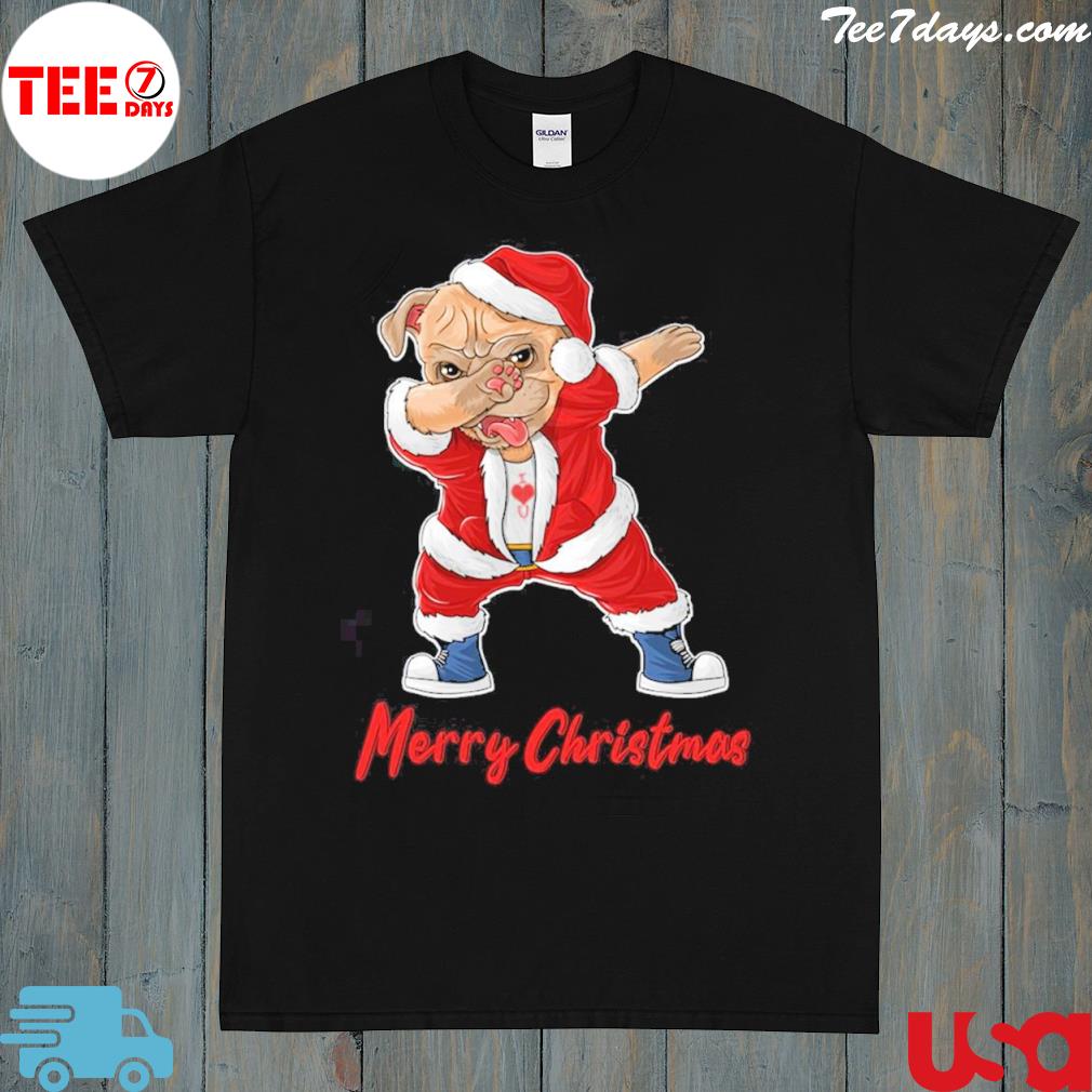 Dabbing Dog Santa Hat Merry Dog Christmas T-Shirt