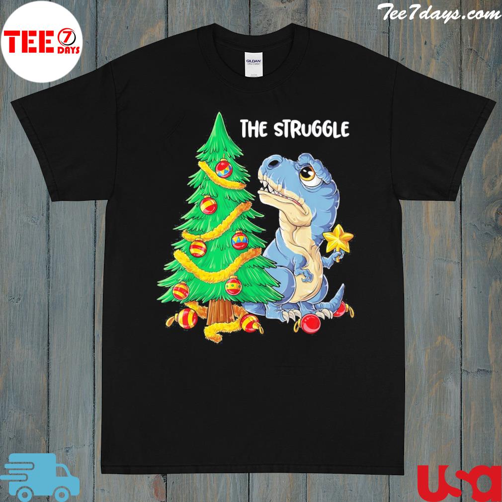 Dinosaur Christmas tree rex the struggle boys xmas pajamas shirt