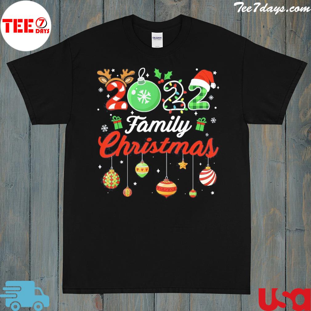 Family Christmas 2022 Merry Xmas Ball Light Garden Reindeer Gift TShirt