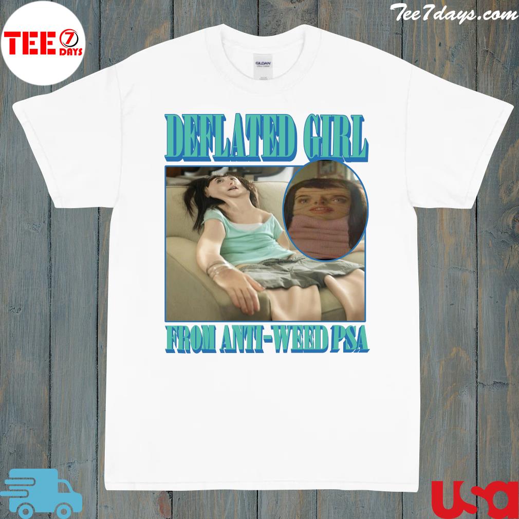 Flat girl deflated girl from antI weed psa logo shirt