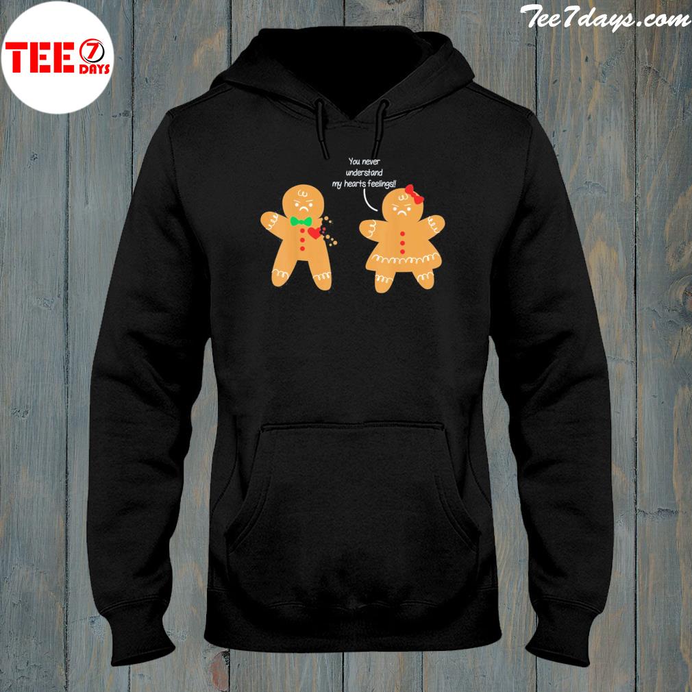 Gingerbread Couple Fight Cookie Baking Cute Christmas Gift T-Shirt hoddie-black