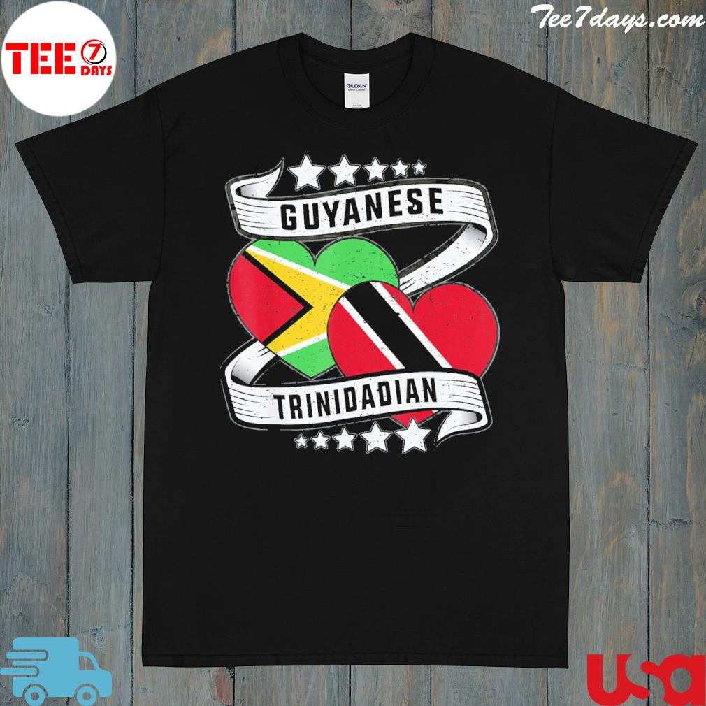 Guyanese and trinI half trinidad half Guyana flag shirt