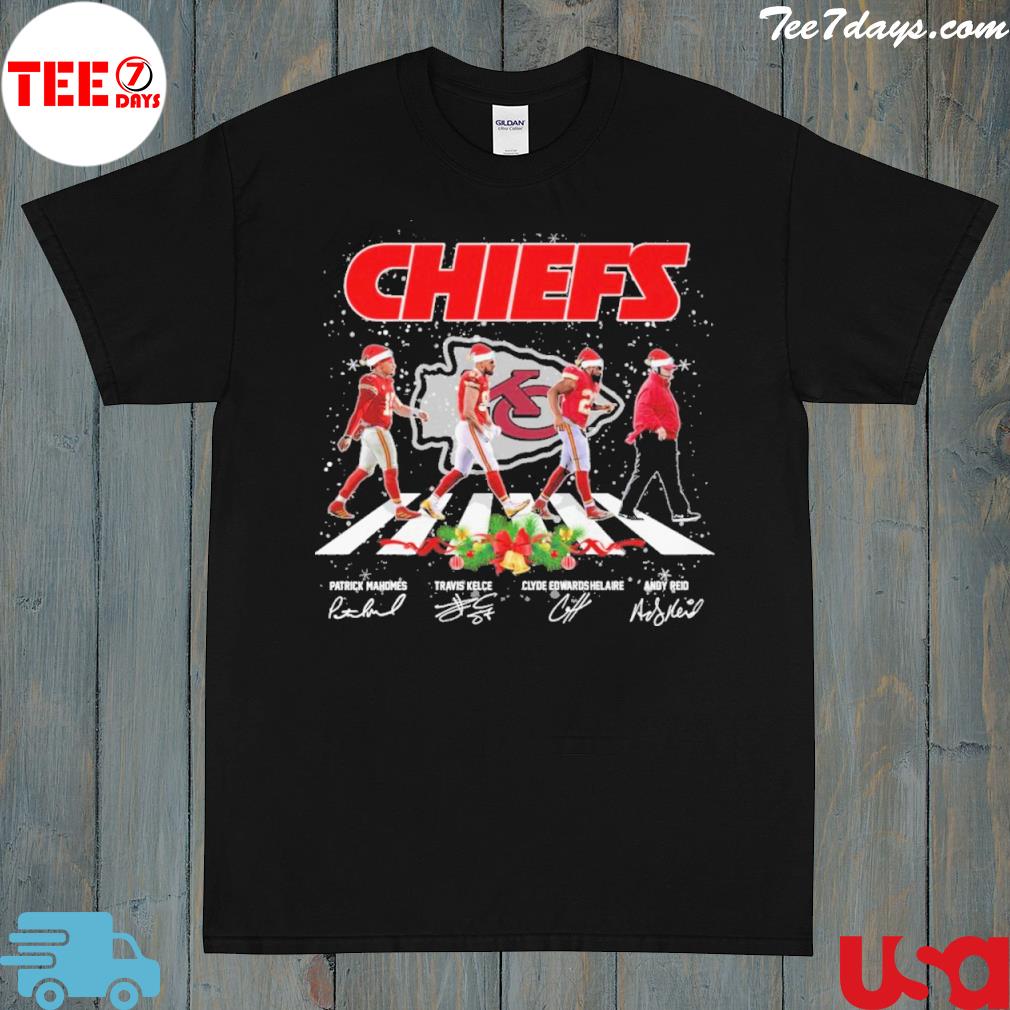Kansas city Chiefs abbey road signatures merry Ugly Christmas sweater