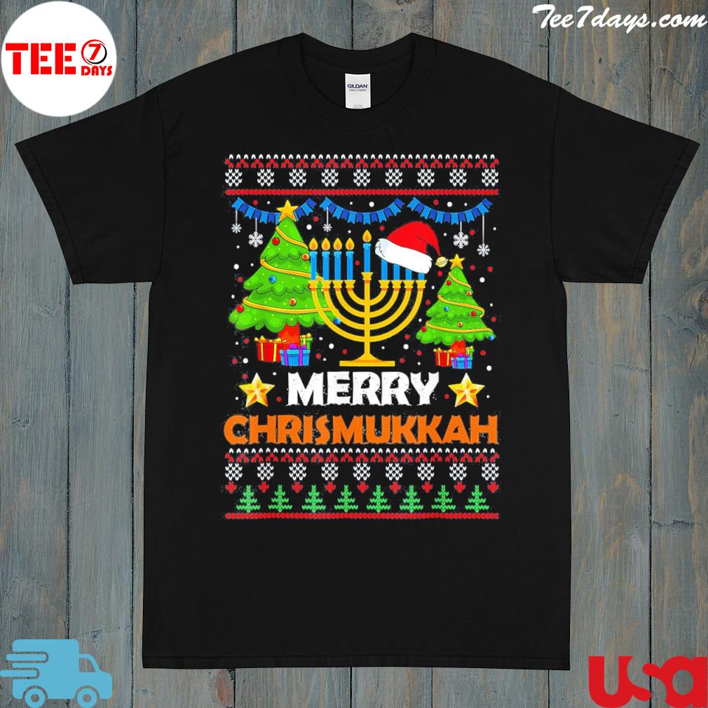 Merry chrismukkah 2022 happy hanukkah Christmas santa hat shirt