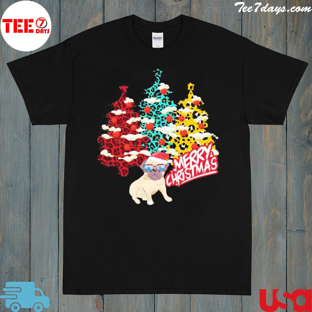 Merry Christmas Buffalo Plaid Trees Cheetah Christmas Trees T-Shirt