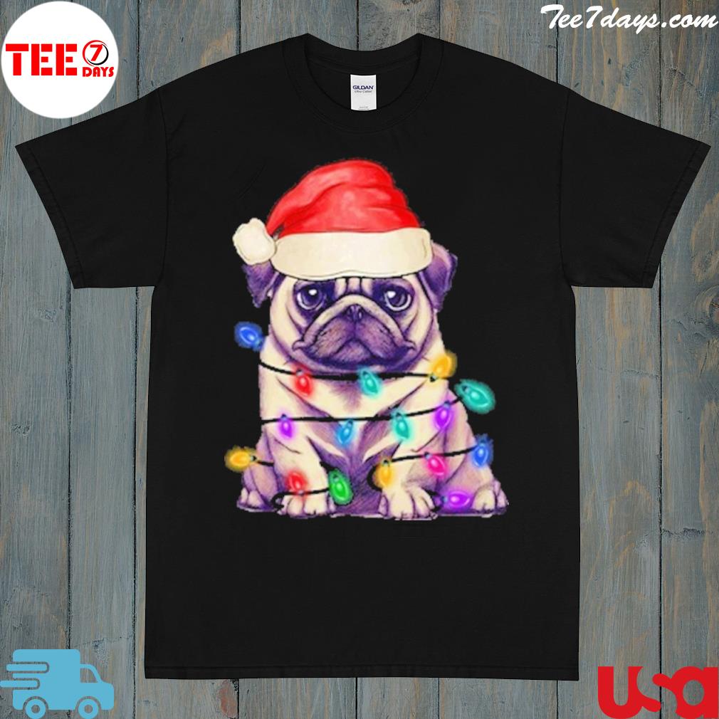 Pug lights merry Christmas shirt