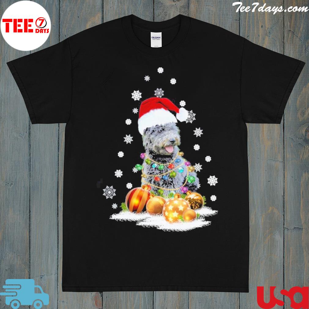 Pumi Dog Christmas Light Santa Hat Ugly Sweater Dog Christmas T-Shirt