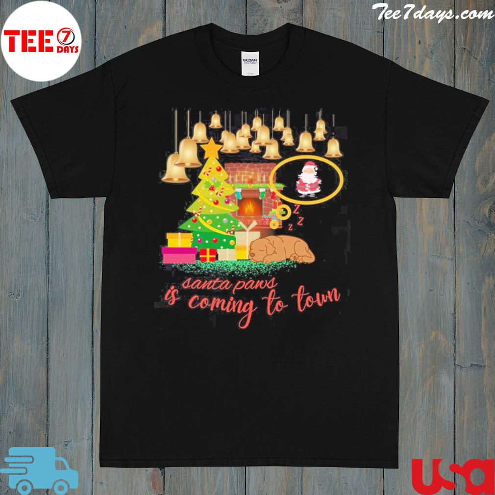 Santa Paws Is Coming To Town Cute Dog Christmas T-Shirt