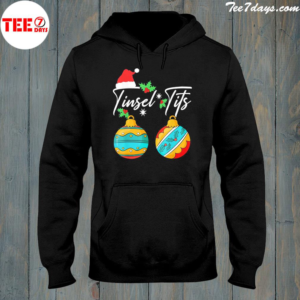 Tinsel Tits Jingle Balls Funny Christmas Matching Couple T-Shirt hoddie-black