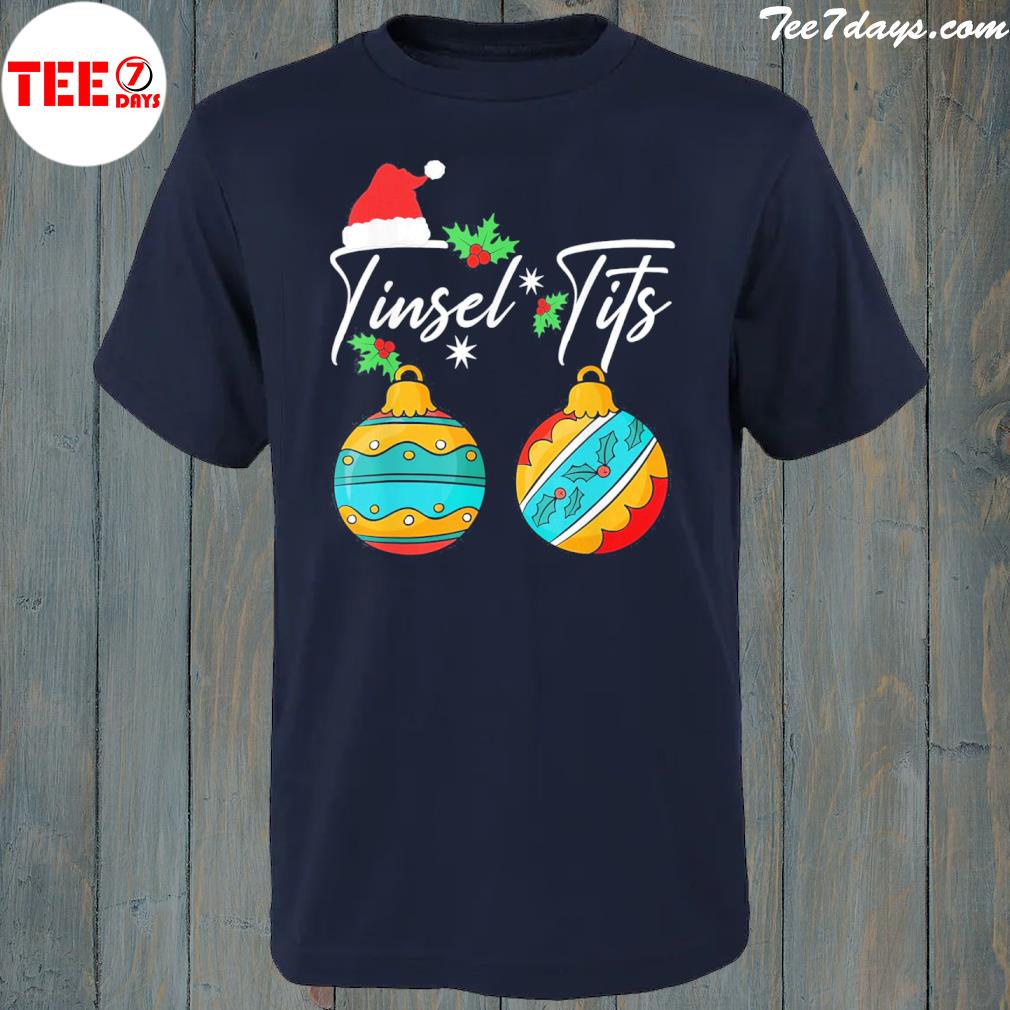Tinsel Tits Jingle Balls Funny Christmas Matching Couple T-Shirt t-shirt-black