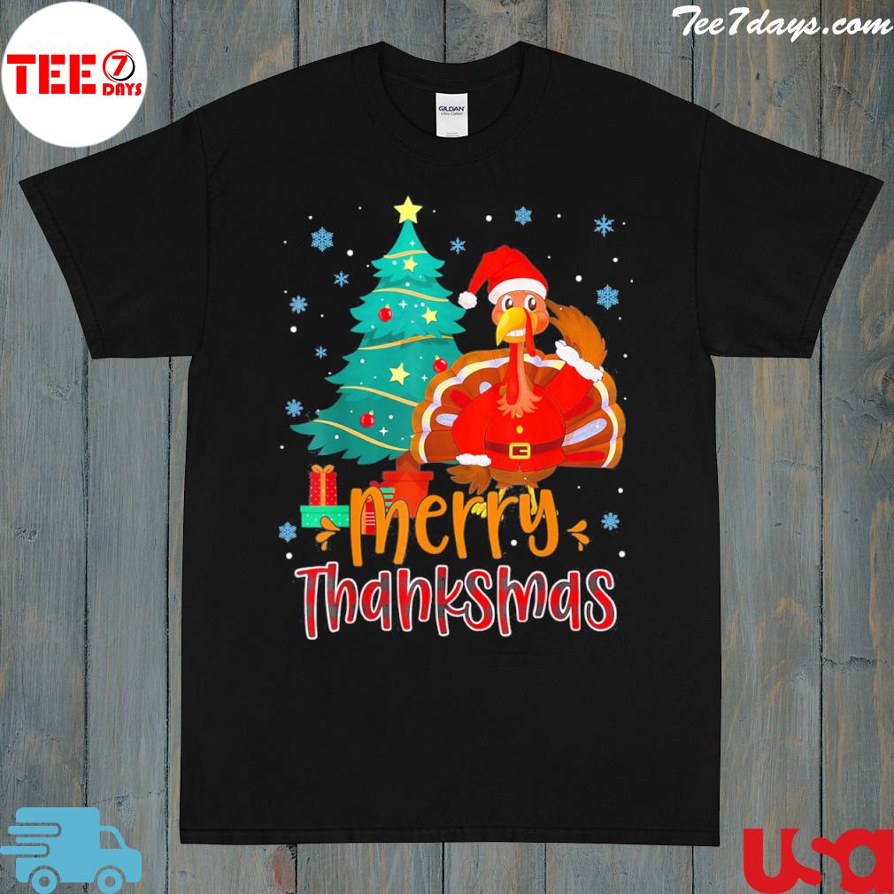 Turkey santa merry thanksmas Christmas thanksgiving shirt