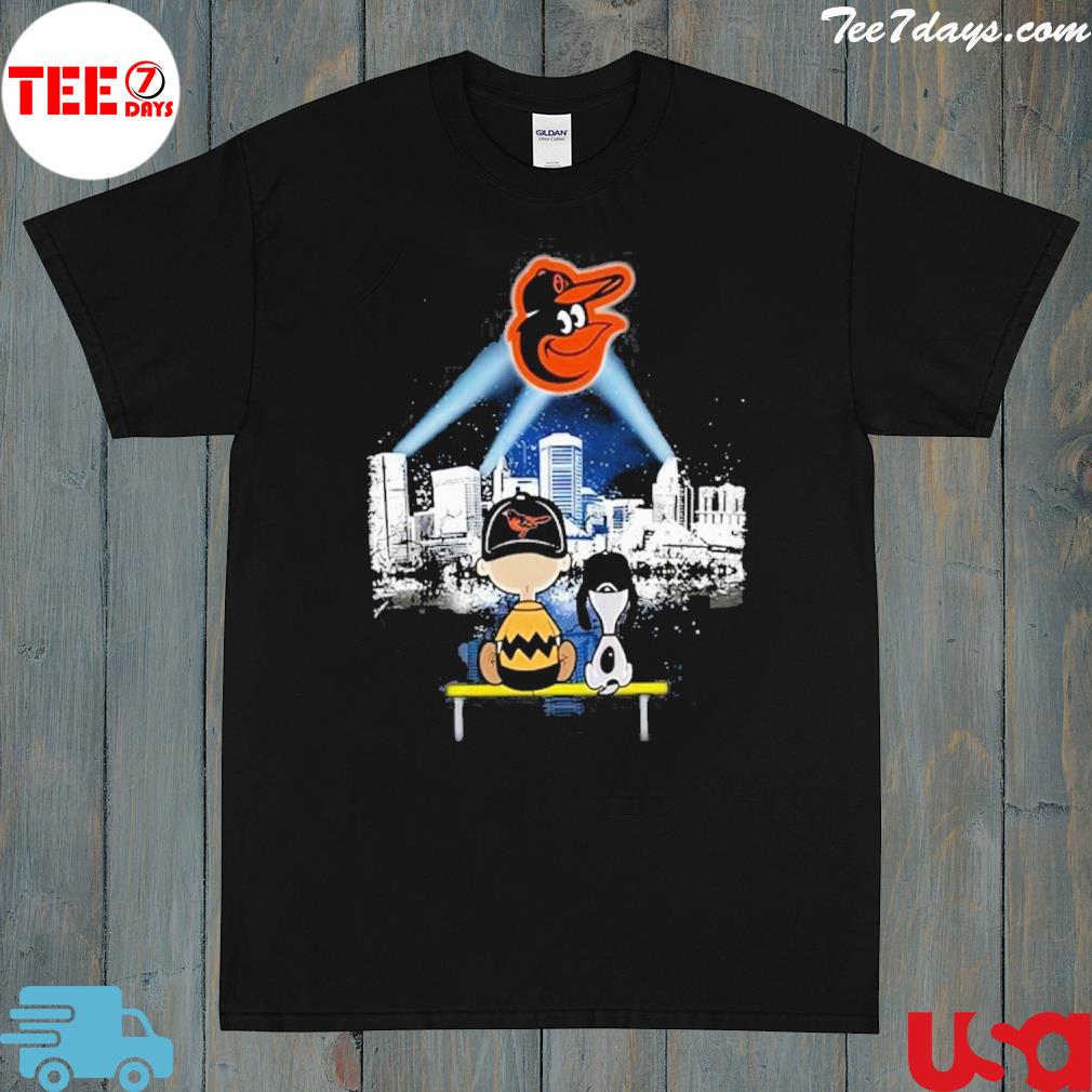 Charlie Brown And Snoopy Watching City Baltimore Orioles T-Shirt