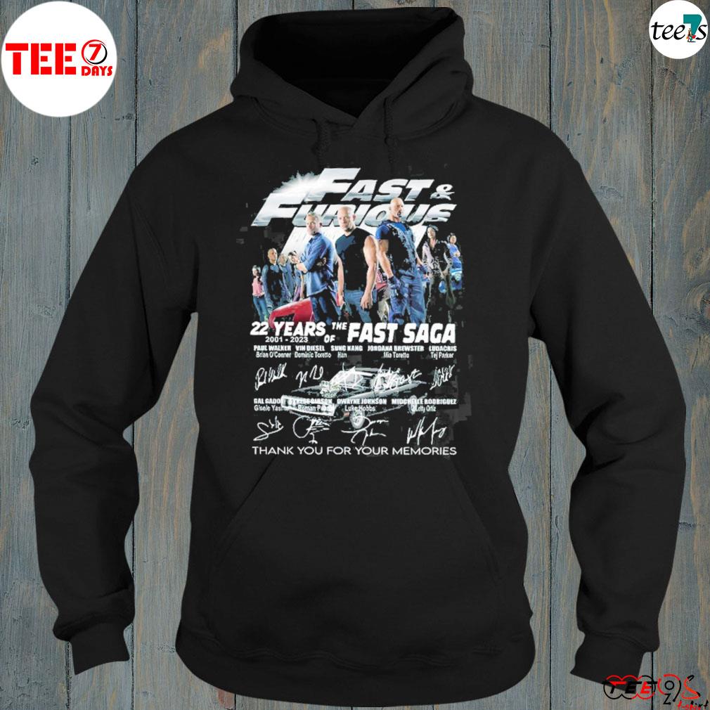 Fast furious 22 years 2001 202 of the fast saga thank you for the memories s hoddie-black