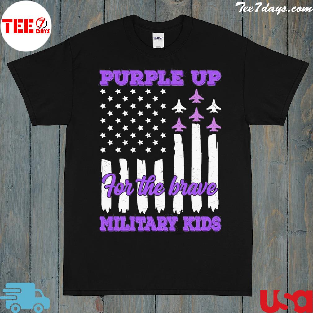 For the brave military kids purple up for military children army kids shirt