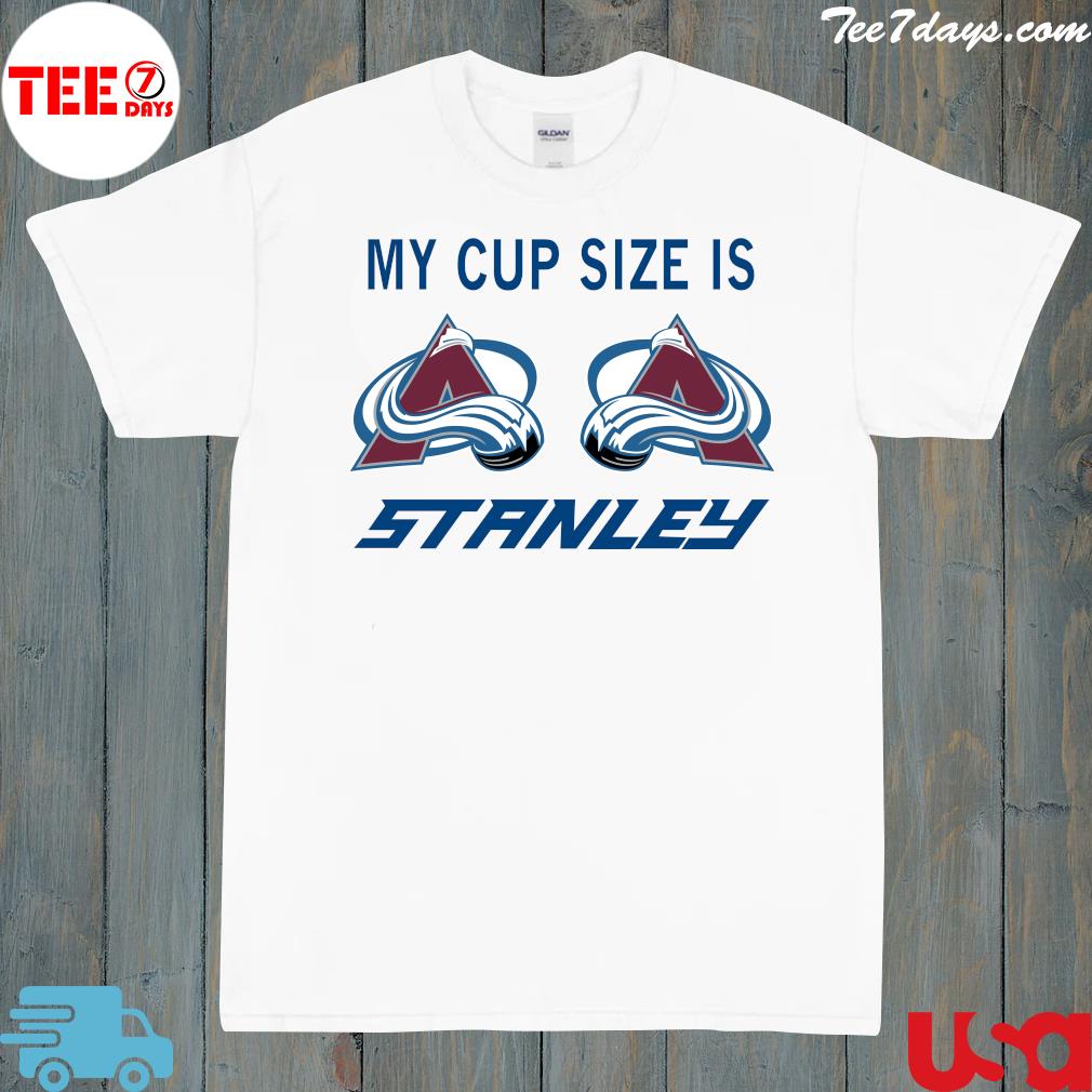 Katie gaus my cup size is stanley Colorado avalanche hockey 2023 t-shirt