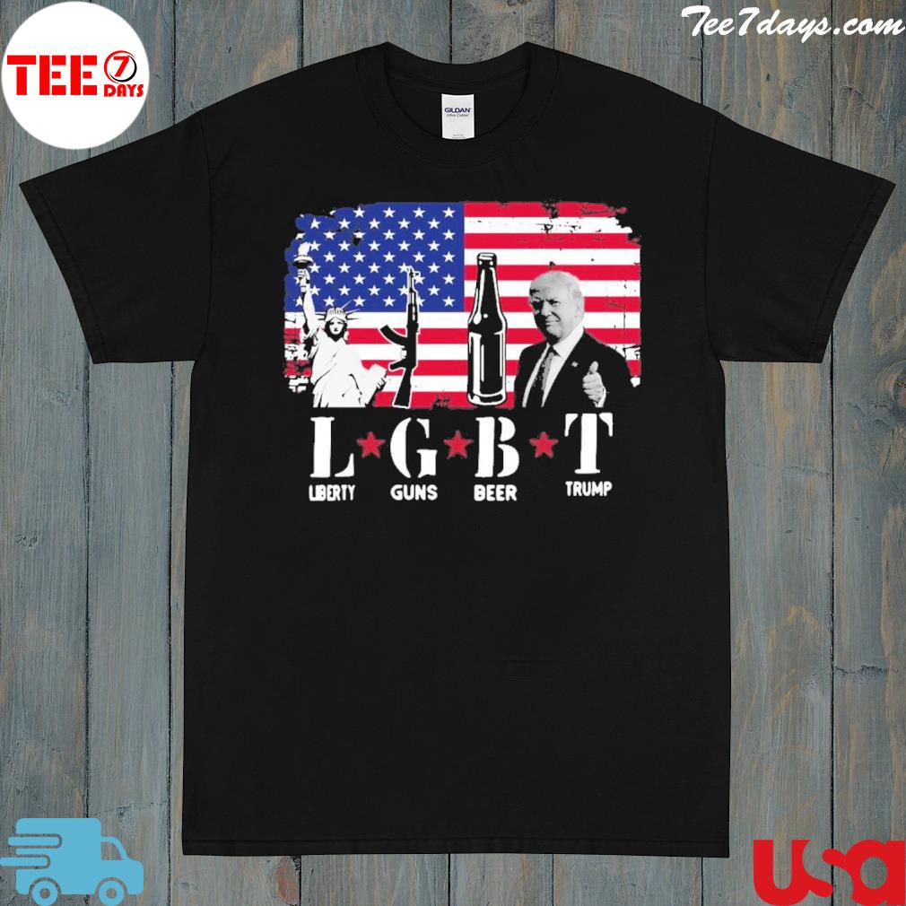 Official LGBT Liberty Guns Beer Trump American Flag Shirt