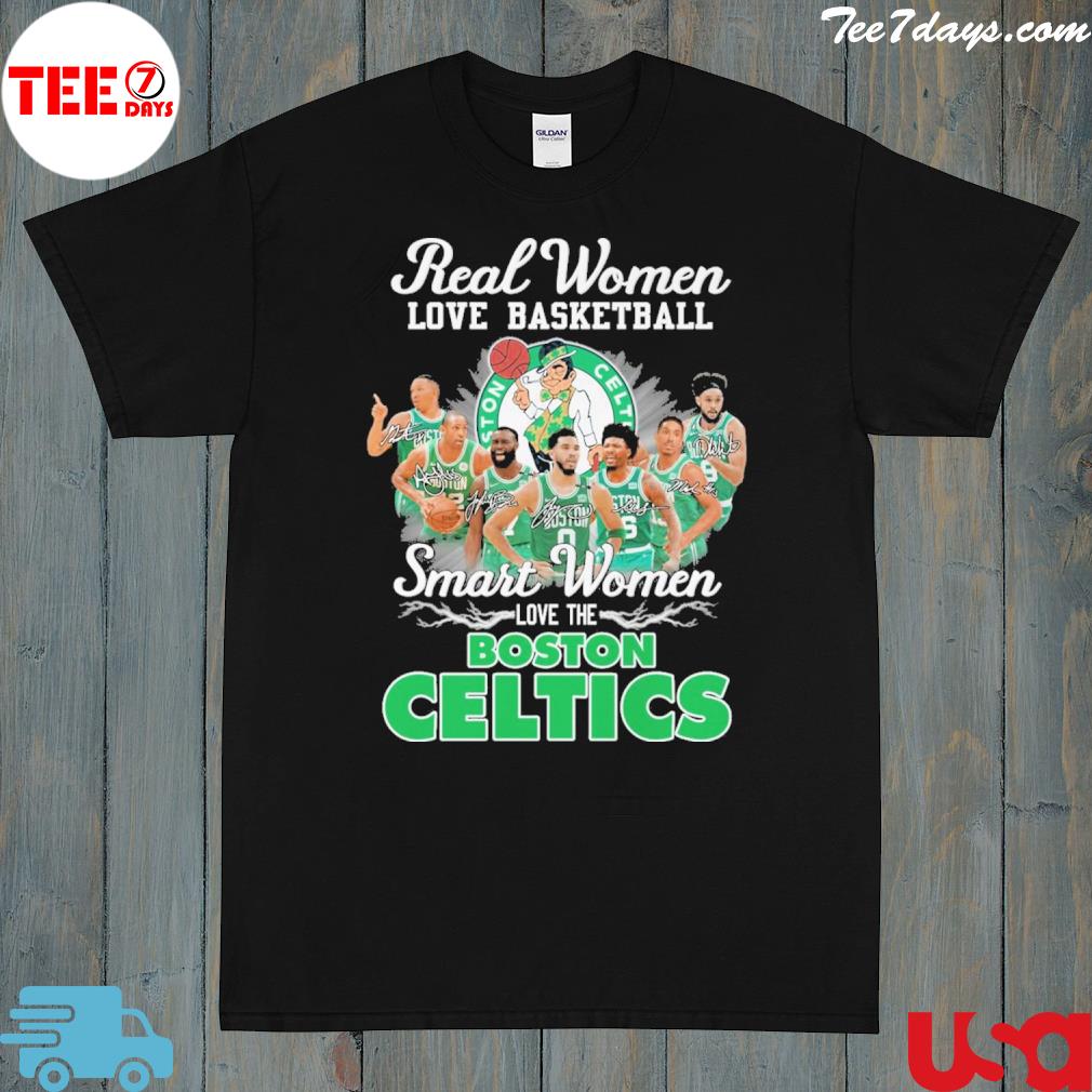 Real women love basketball smart women Boston celtics team player 2023 t-shirt