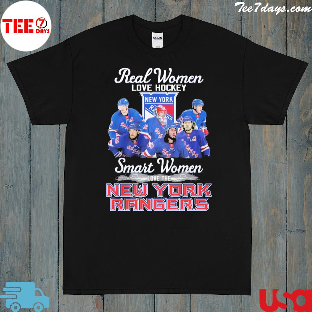 Real women love hockey smart women love the new york rangers team player 2023 t-shirt