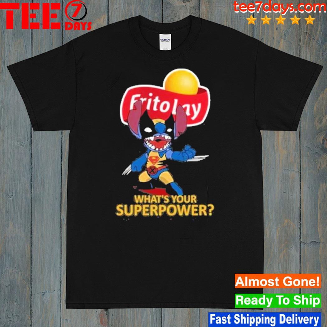 Baby stitch superman frito lay logo whats your superpower shirt