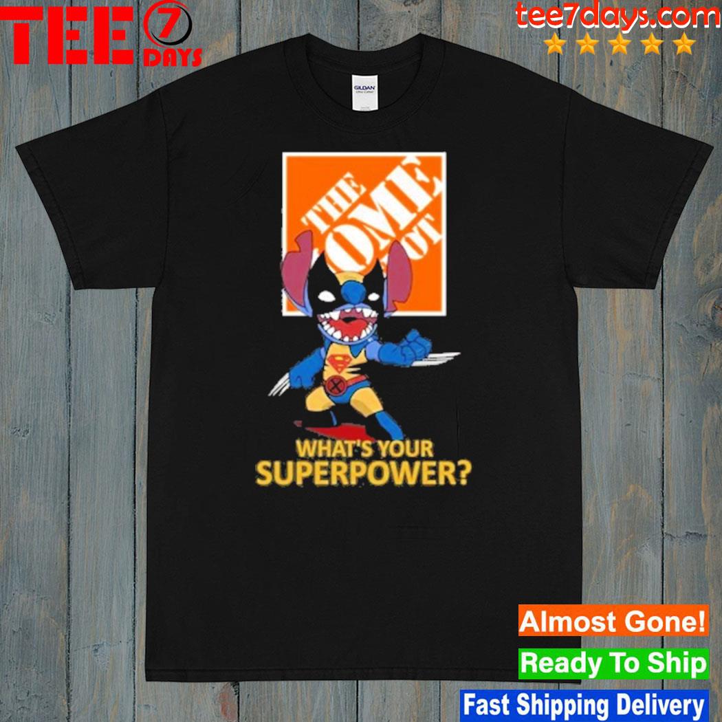 Baby stitch superman the home depot logo whats your superpower shirt