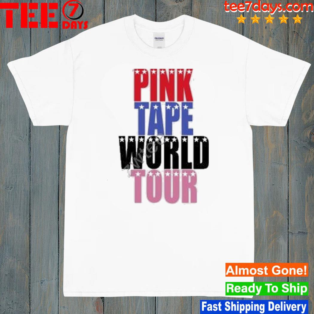 Lil uzI vert wearing pink tape world tour shirt