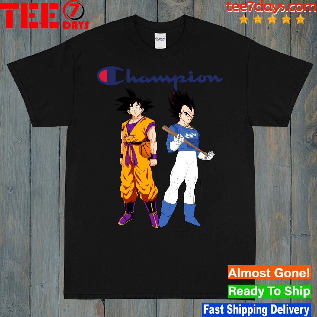 Son Goku And Vegeta Champions Los Angeles Dodgers And Los Angeles Lakers 2023 t-Shirt