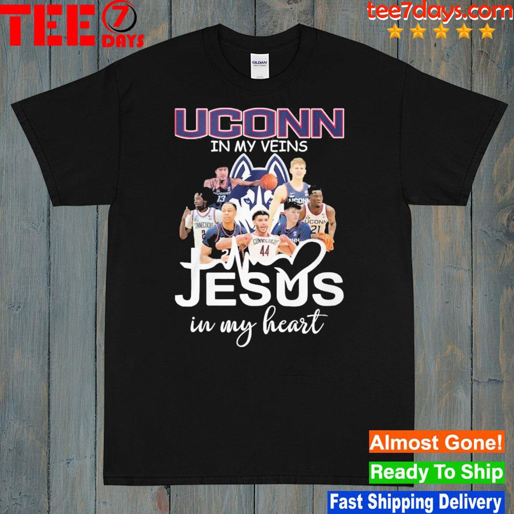 UConn Huskies In My Veins Jesus In My Heart T-Shirt