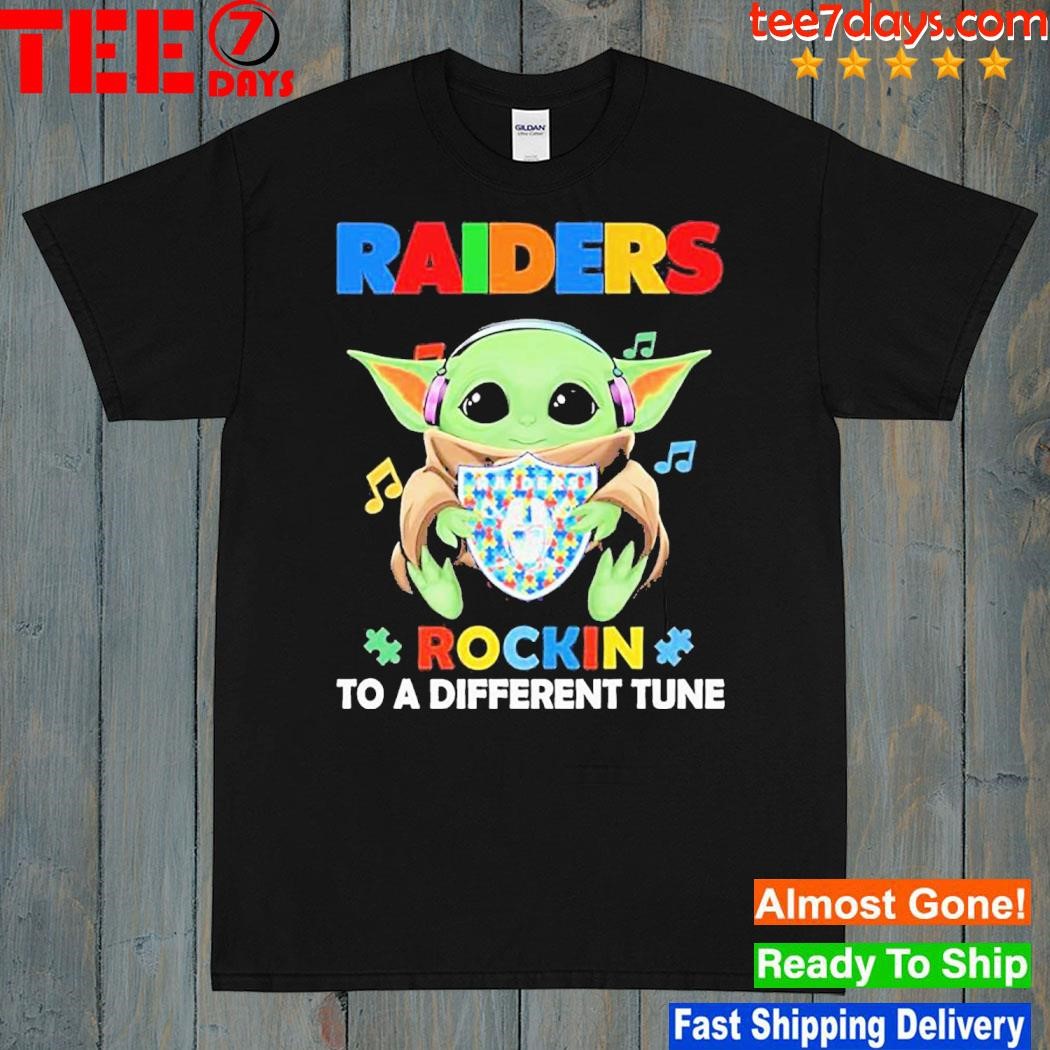 Autism Las Vegas Raiders Baby Yoda Rockin To A Different Tune Shirt