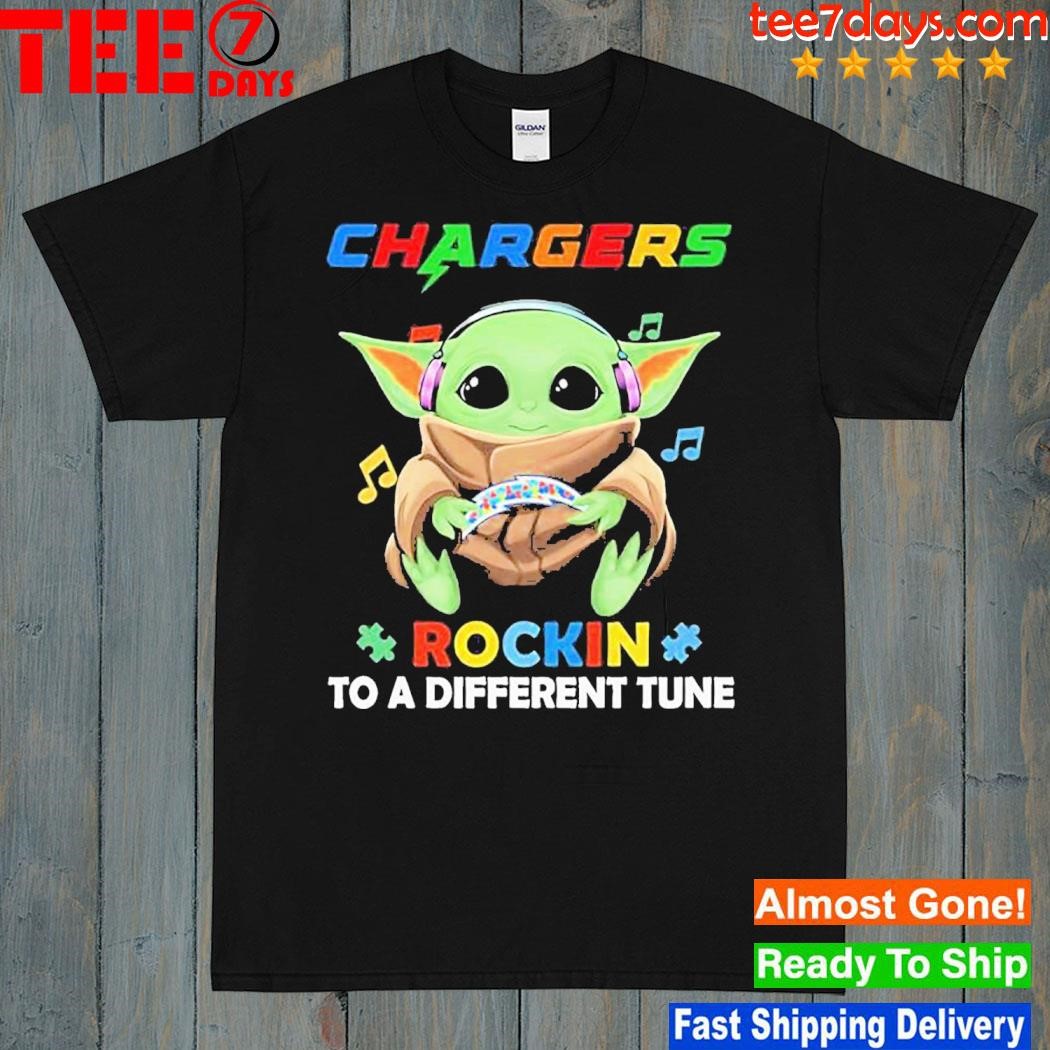 Autism Los Angeles Chargers Baby Yoda Rockin To A Different Tune Shirt