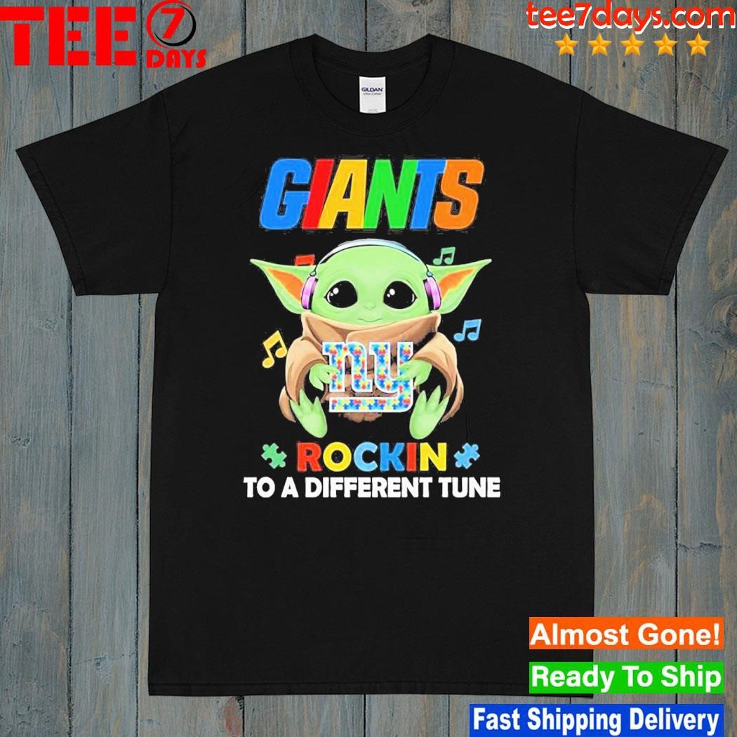 Autism New York Giants Baby Yoda Rockin To A Different Tune Shirt