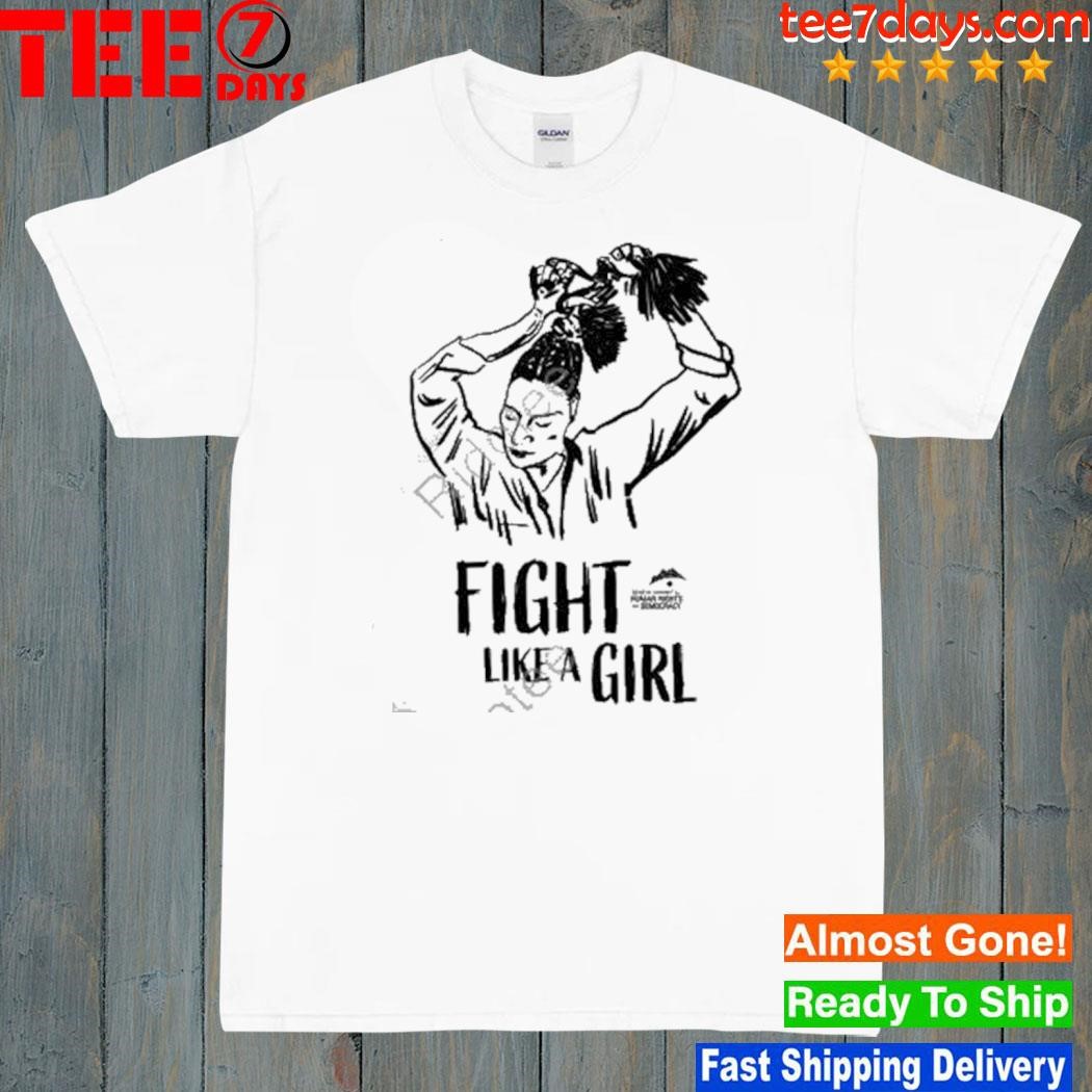 Nazanin afshin jam mackay wearing fight like a girl geneva summit for human rights and democracy shirt