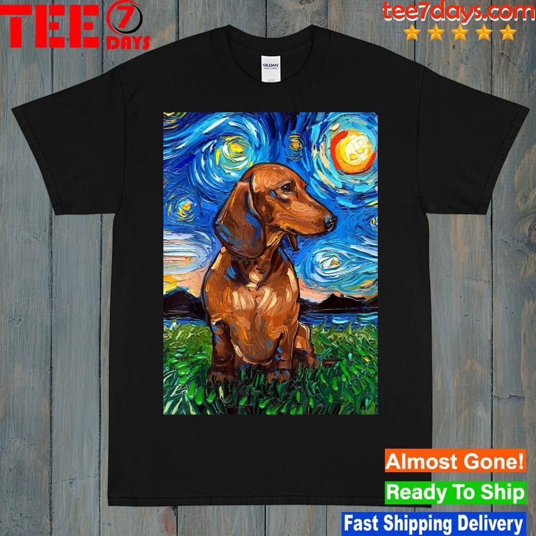 Dachshund Dog Starry Night Style Poster