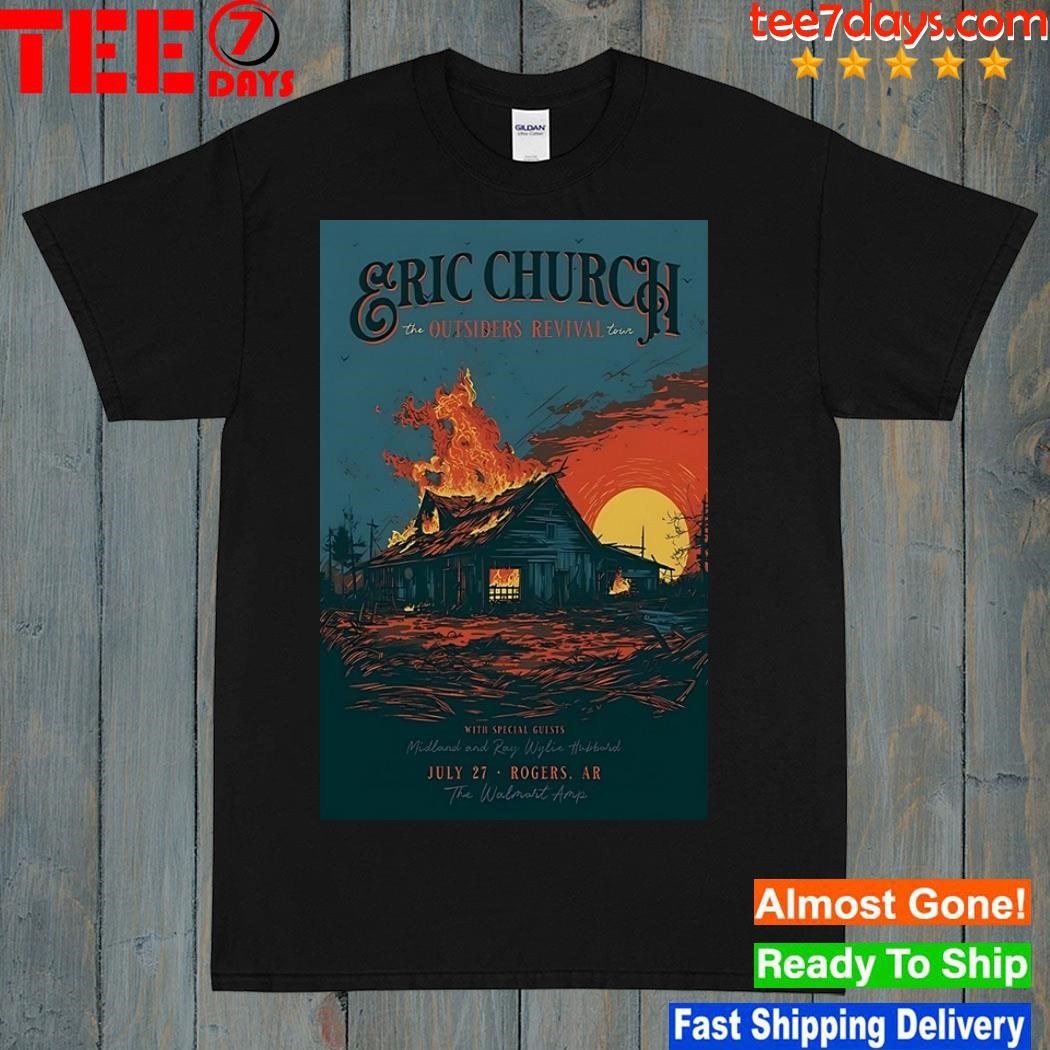 Eric church the outsiders revival tour july 27 2023 walmart amp rogers ar poster shirt