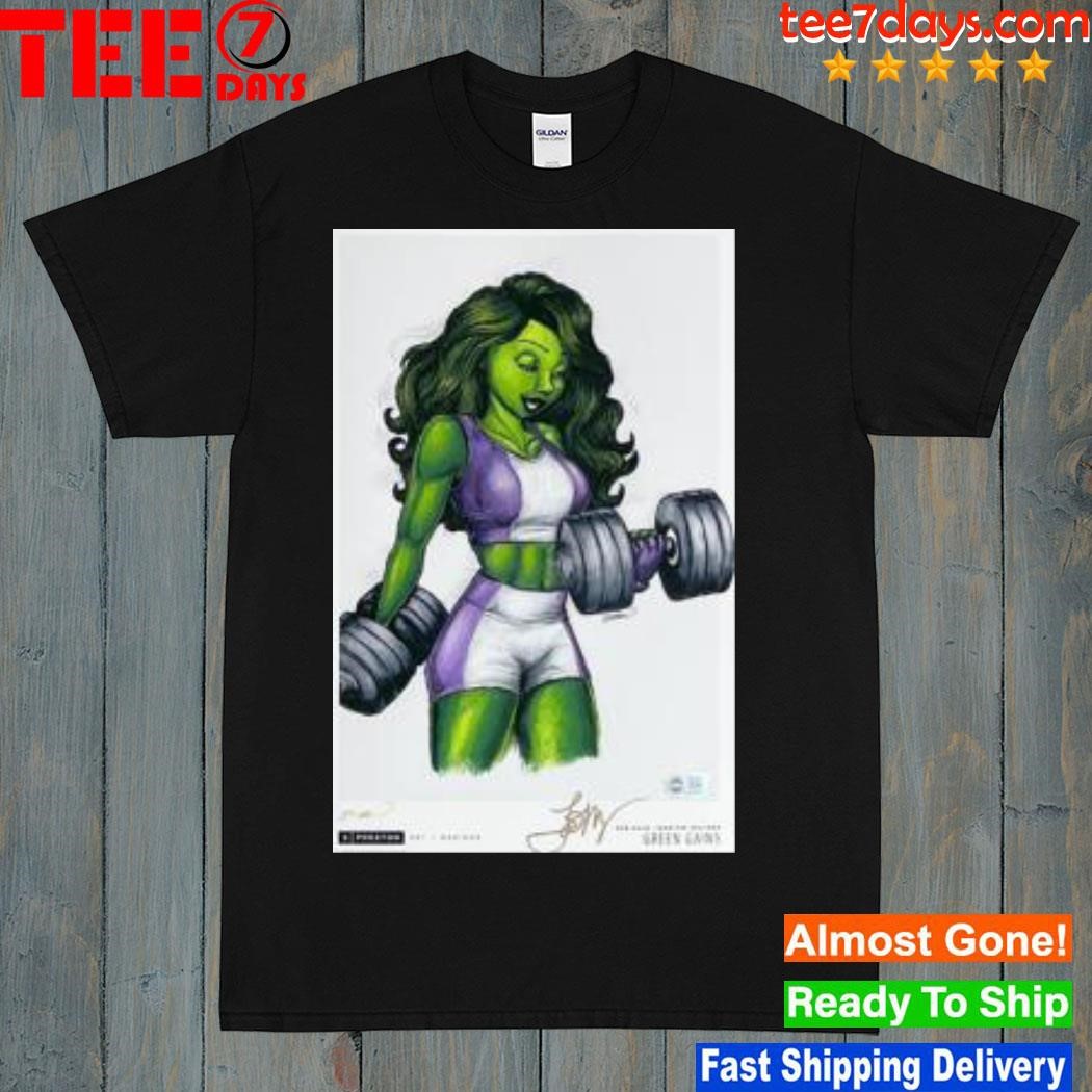 Green gains she Hulk tatiana maslany autographed sketch poster shirt