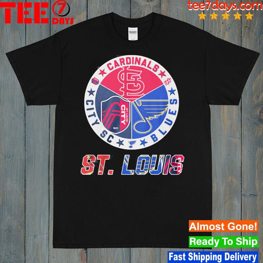 St. Louis Cardinals Blues City Sc 3 teams sports circle logo shirt