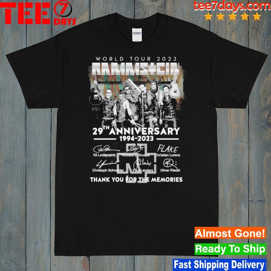 World Tour 2023 Rammstein 29th Anniversary 1994-2023 Signatures Thank You For The Memories Shirt