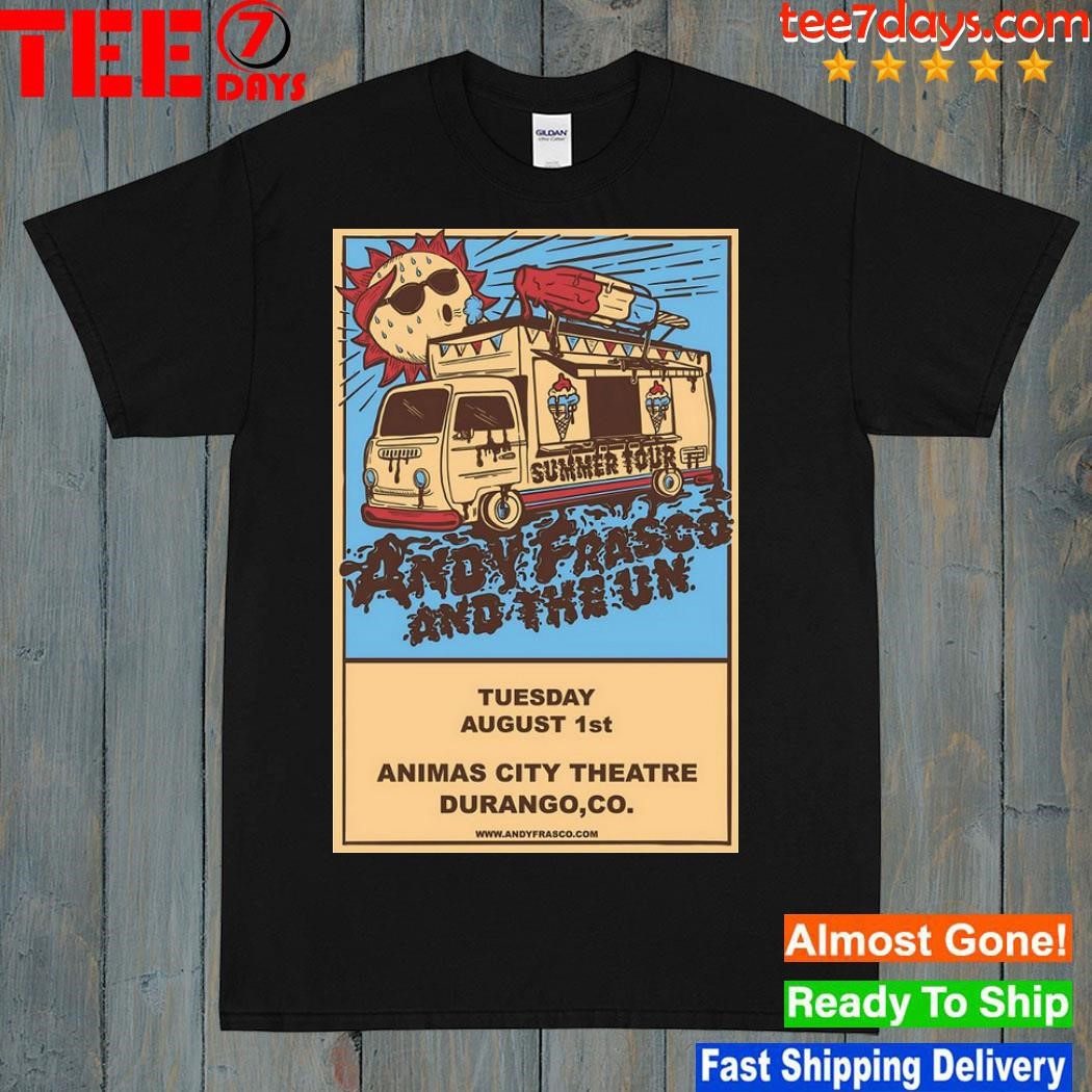 Andy frasco and the u.n rock band summer tour august 2023 animas city theatre durango co poster shirt