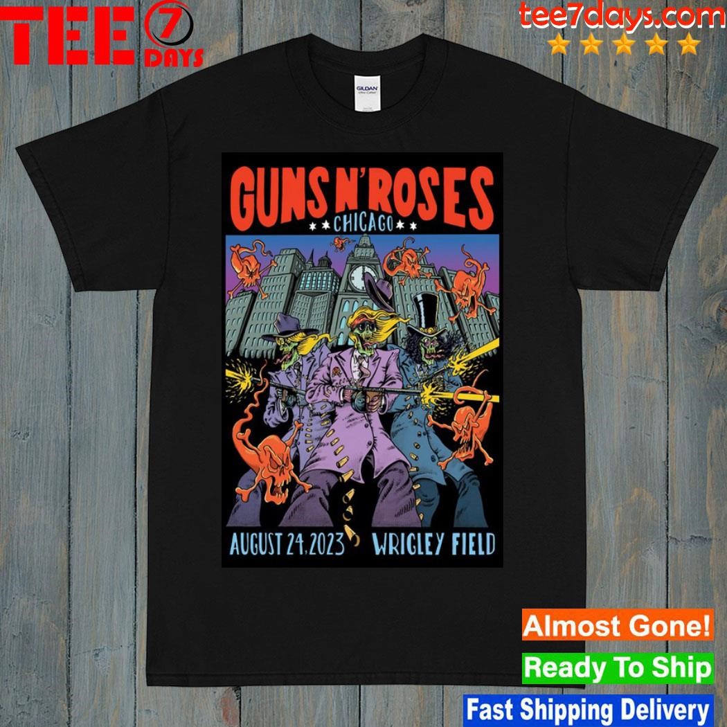 Guns n' roses tour chicago august 24 2023 poster shirt