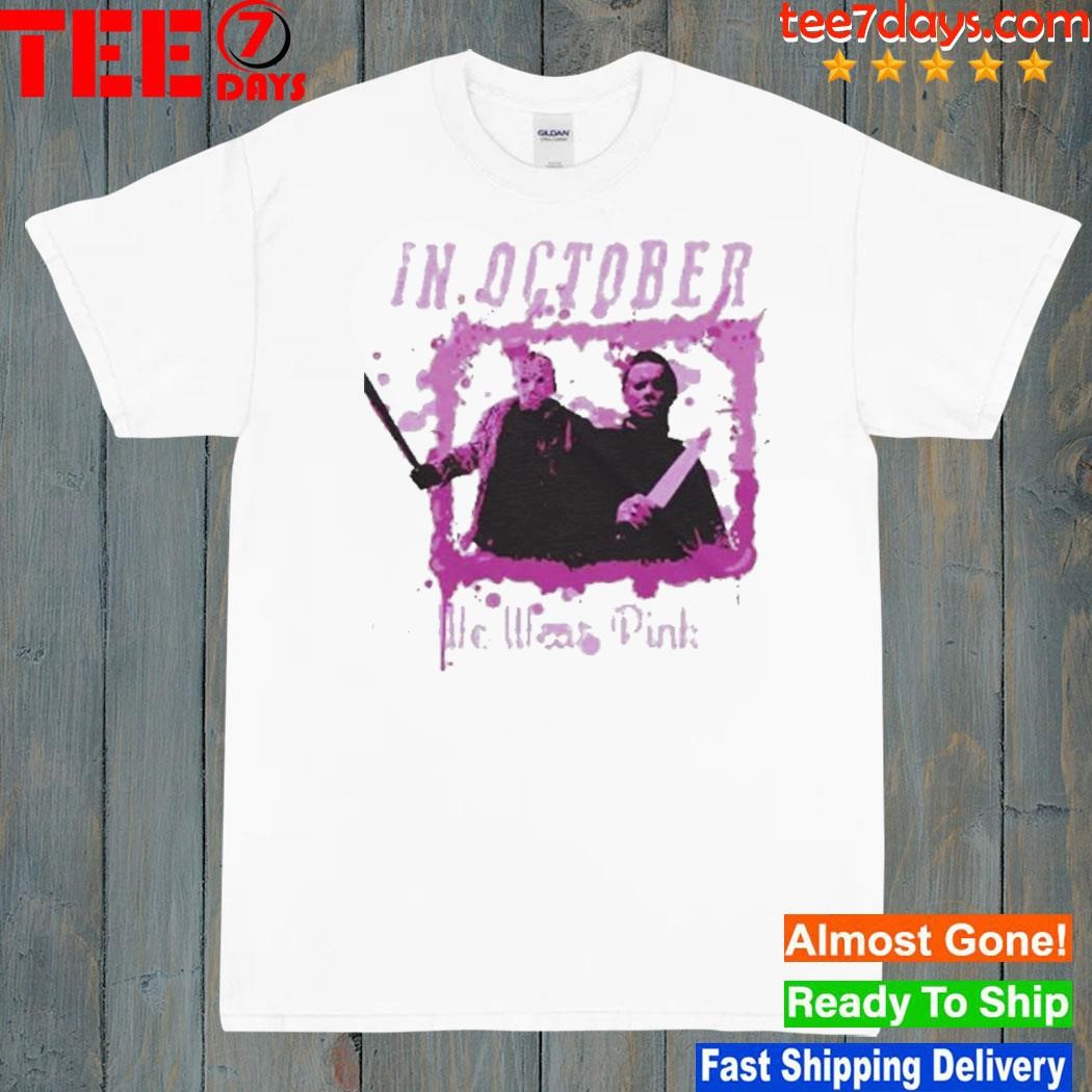 In October We Wear Pink Funny Michael Myers Halloween Shirt