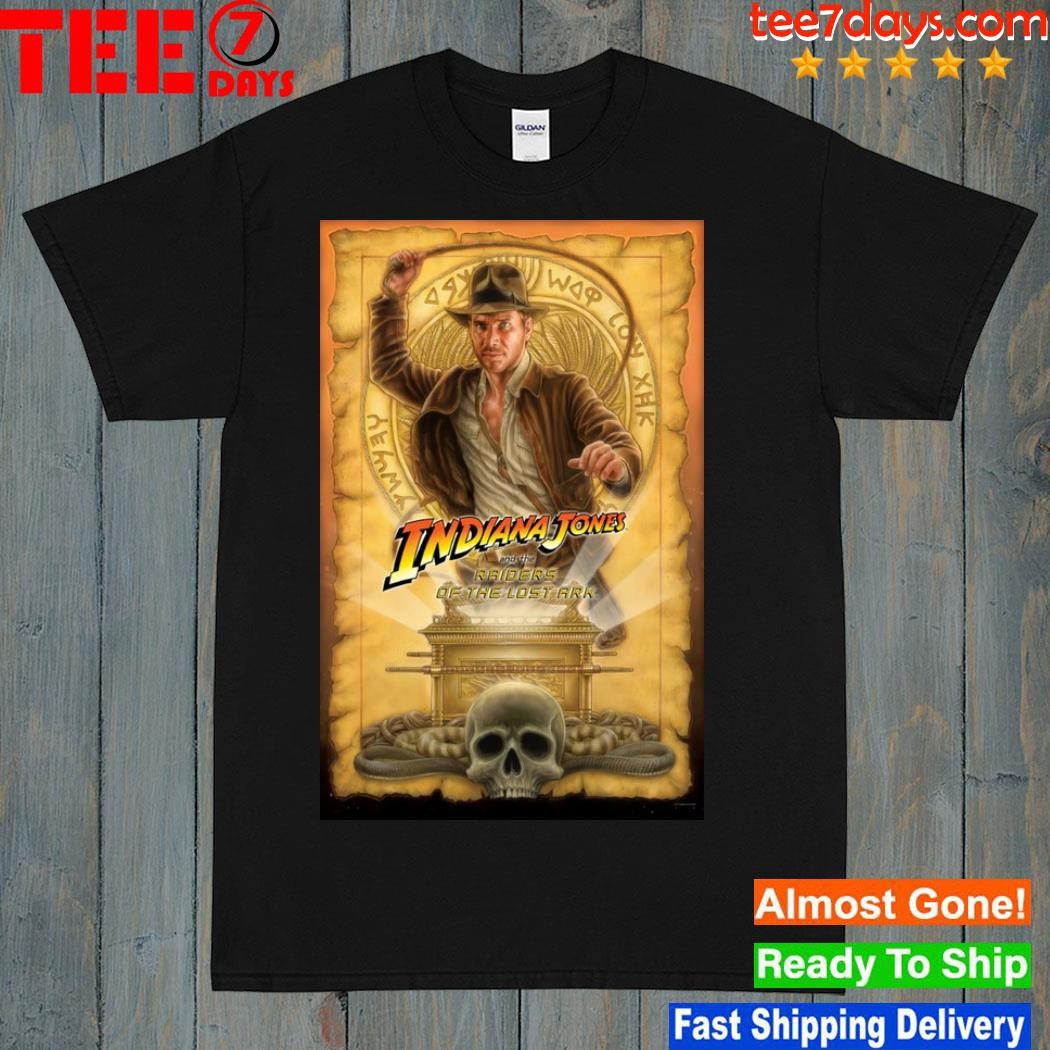 Indiana jones poster august 30 2023 pursuit of relics by doug pagacz giclee shirt