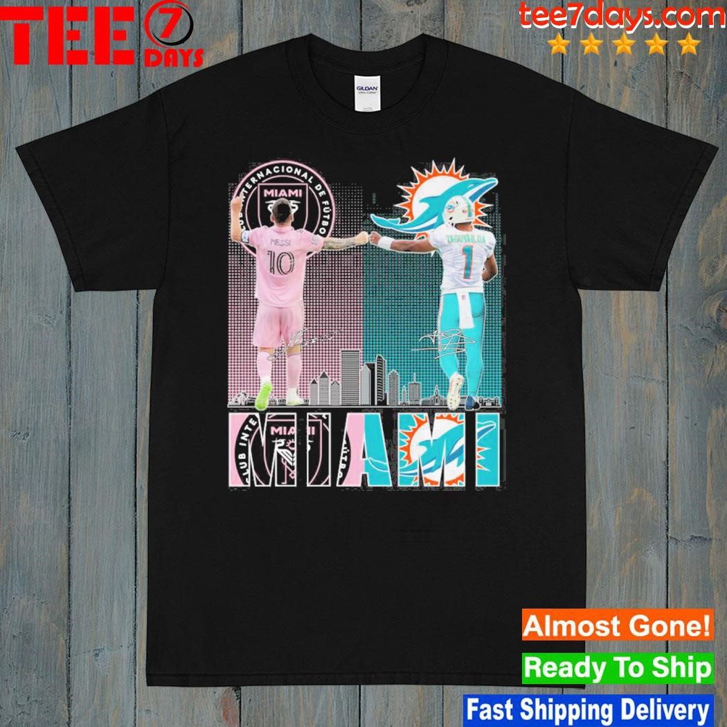 Inter miamI messI and dolphins tagovailod city champions shirt