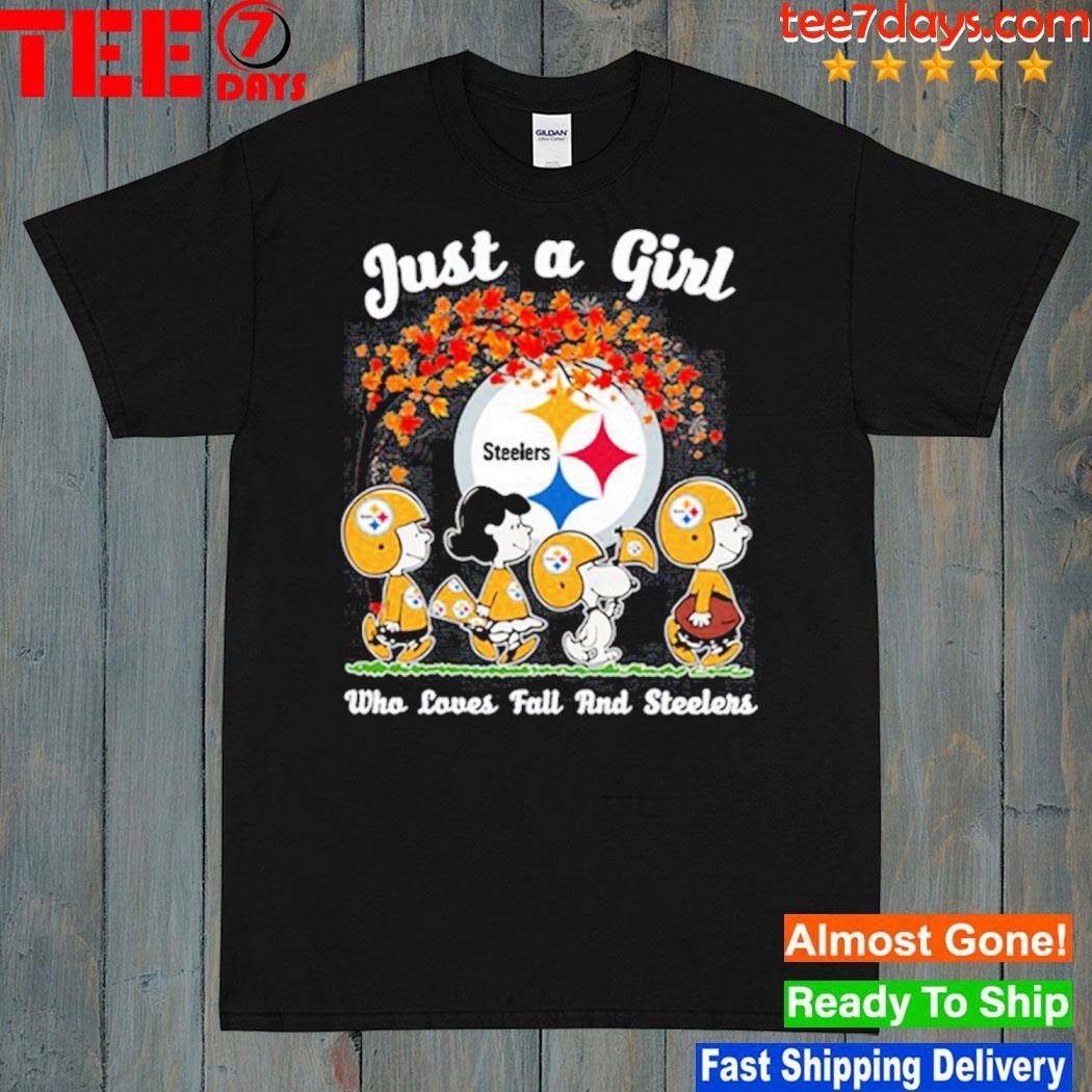 Just a girl who love fall and Pittsburgh Steelers Peanuts Snoopy shirt