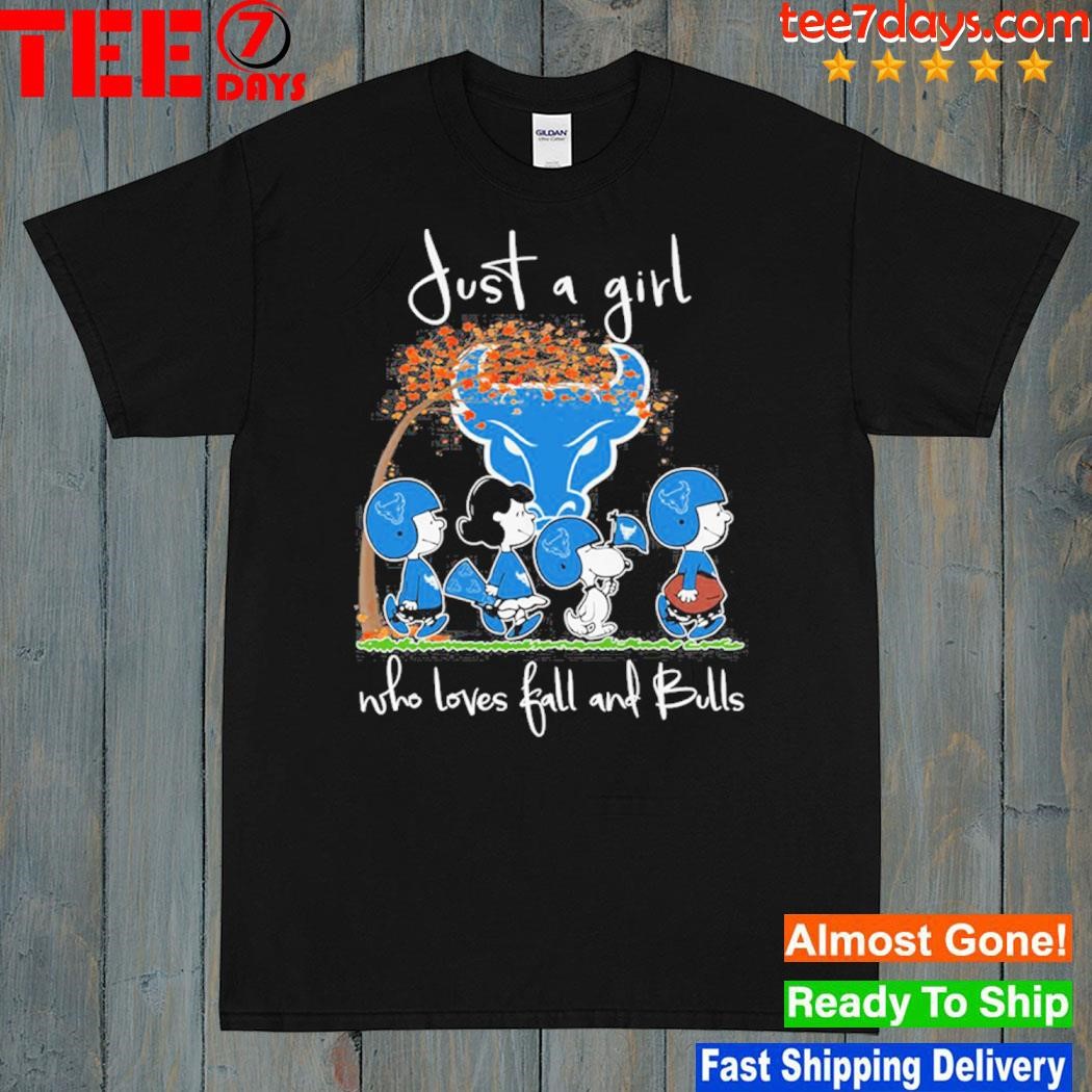 Just a girl who love fall and buffalo bulls Peanuts Snoopy shirt