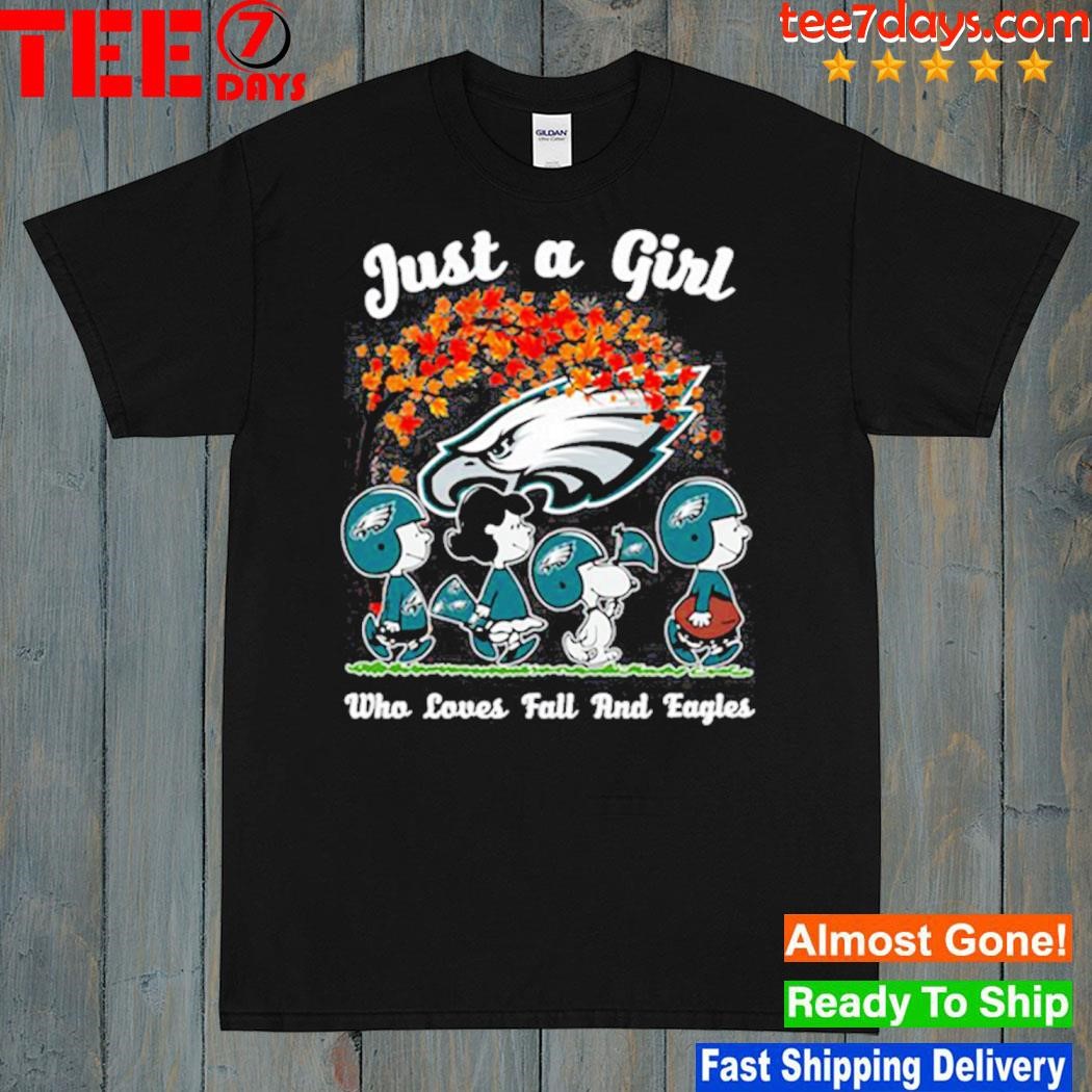 Just a girl who love fall and philadelphia eagles Peanuts Snoopy shirt