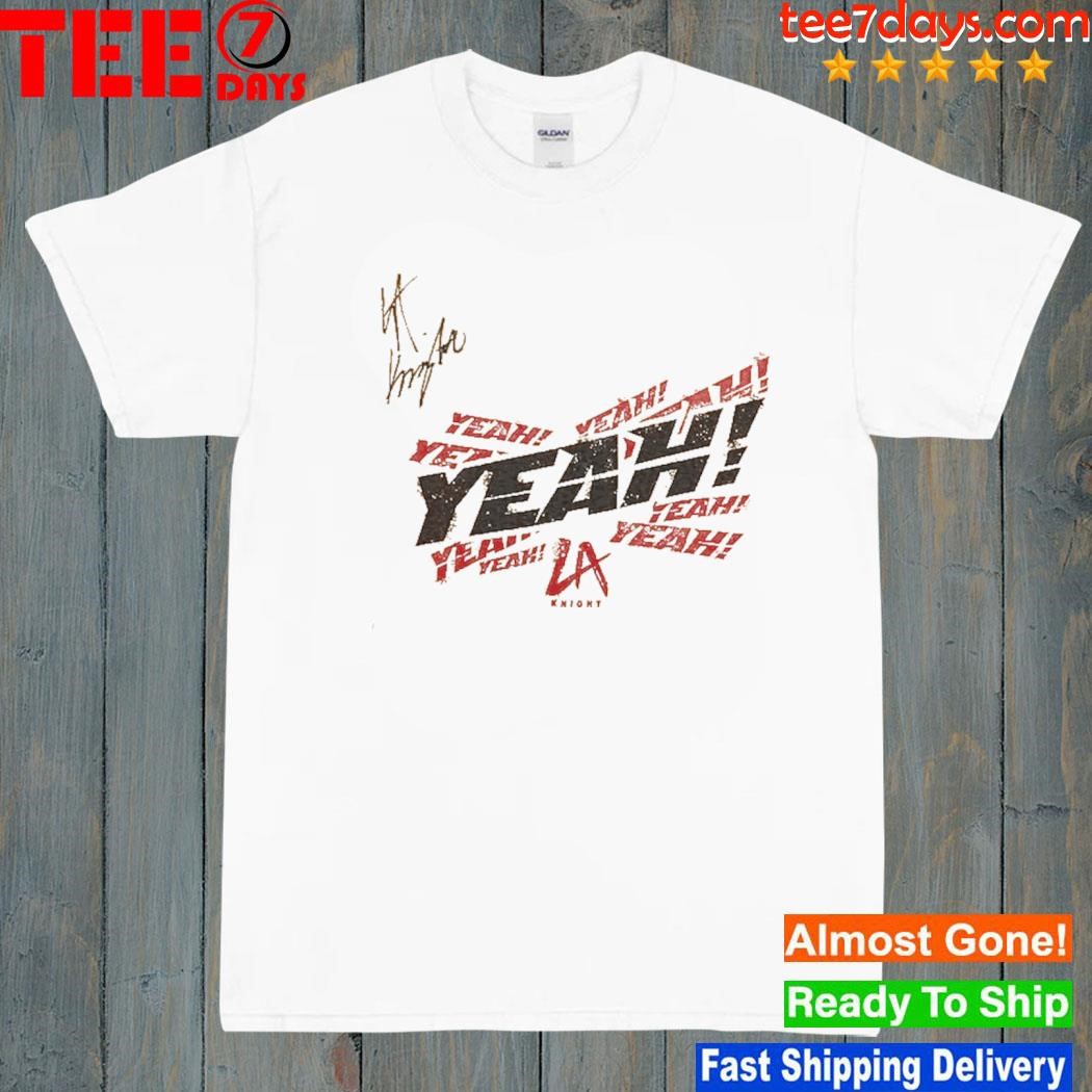 LA Knight WWE Autographed Yellow Yeah! T-Shirt