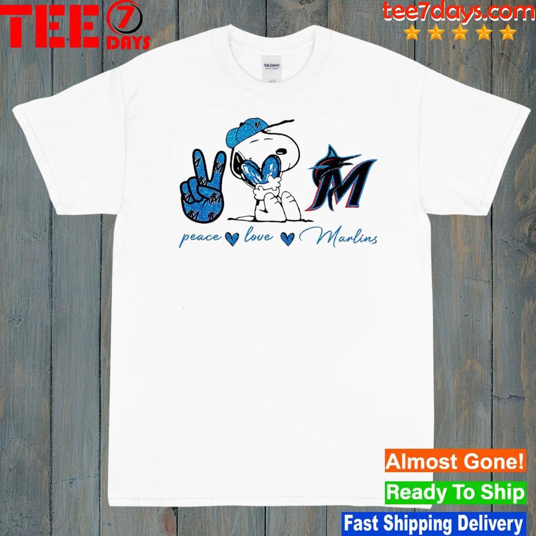 Miami Marlins Peace Love Marlins Snoopy Shirt