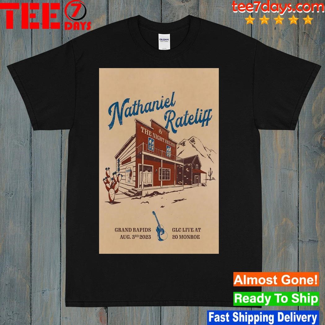 Nathaniel rateliff and the night sweats grand rapids glc live at 20 monroe august 2023 tour poster shirt
