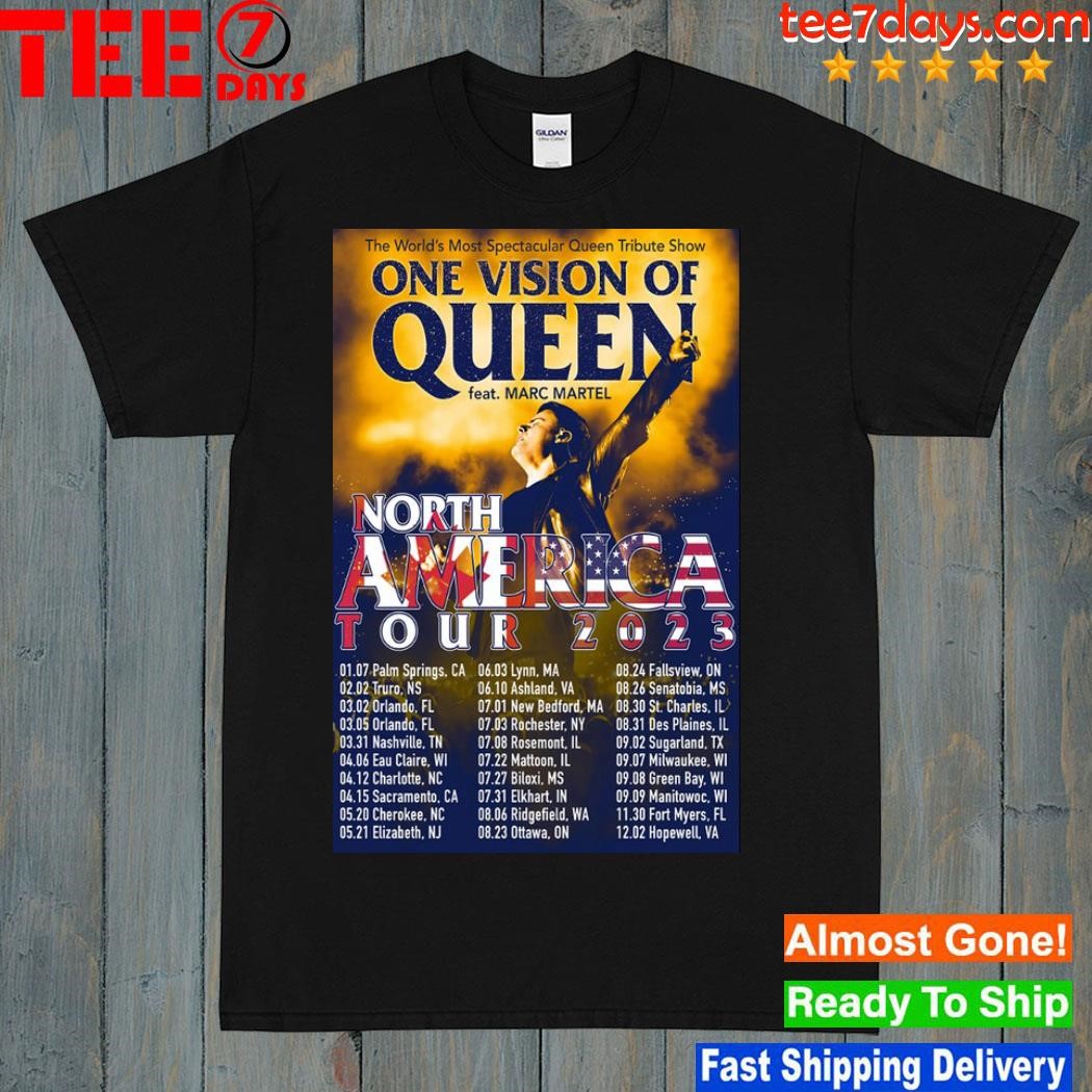 One vision of queen feat marc martel north America tour 2023 poster shirt